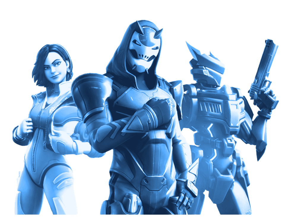 Blue-tinted social hero characters