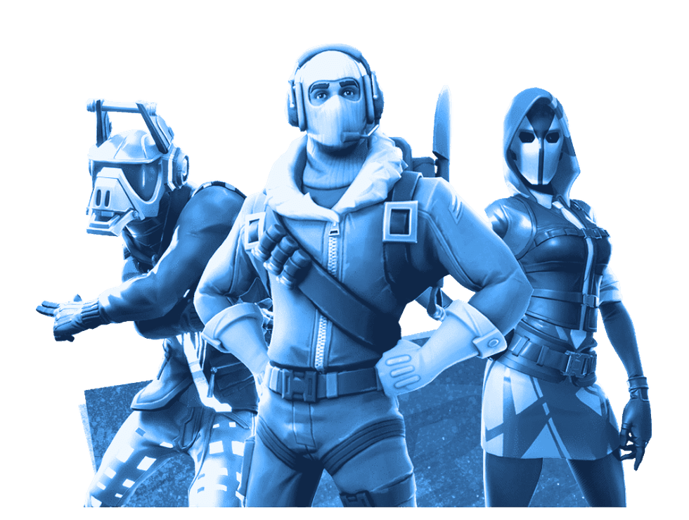 Blue-tinted gaming hero characters